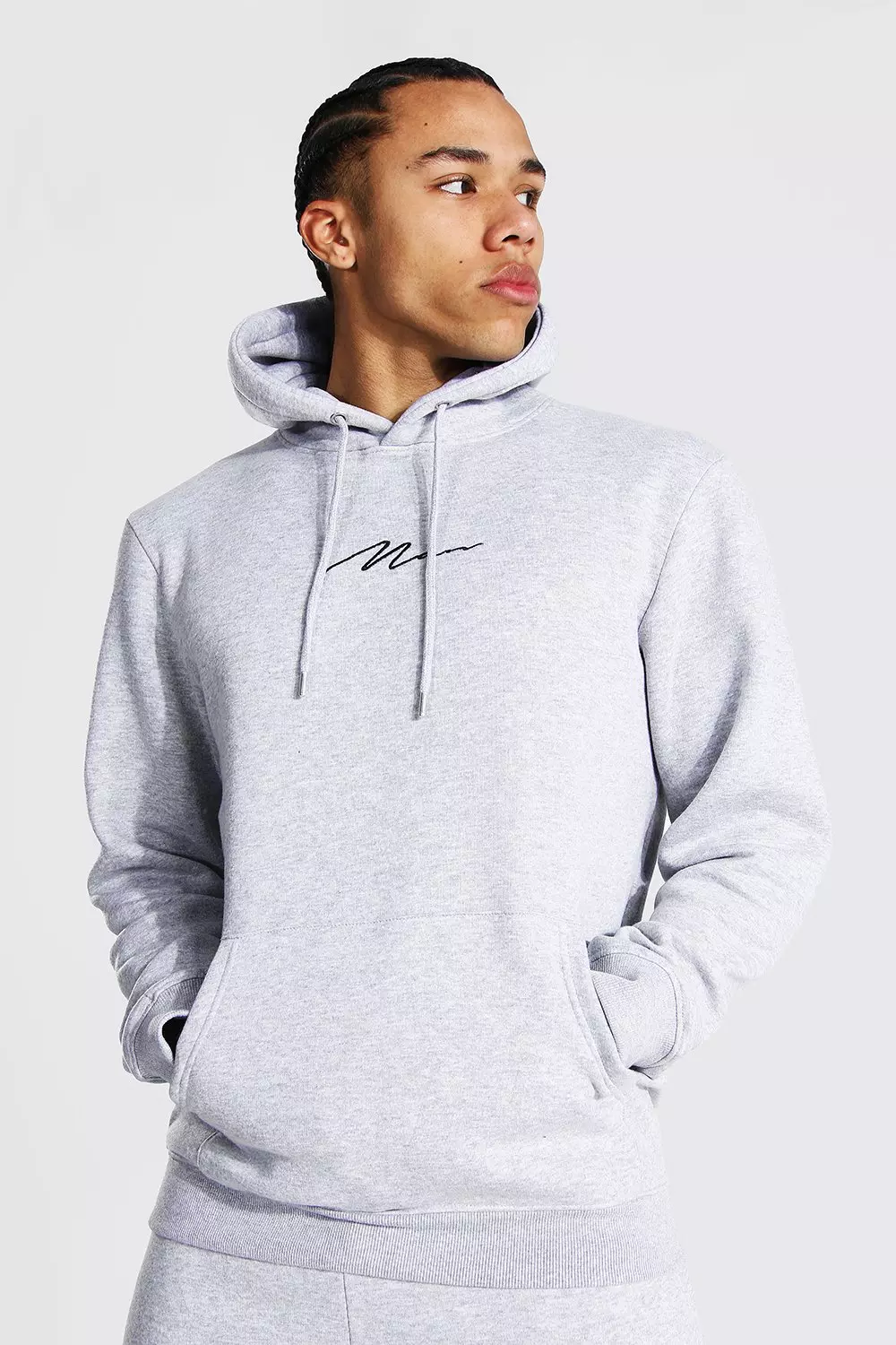 Tall Man Signature Embroidered Hoodie boohooMAN